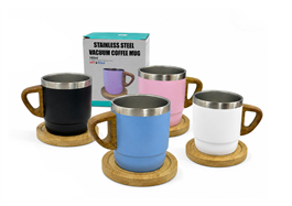TAZA 180ML ACERO INOX. C/ PLATO BAMBU