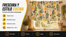 CORTINA P/COCINA ESTAMPADA C/ PASA CANO