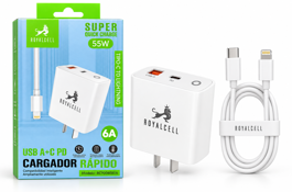 CARGADOR 6A USB A + C PD 55W - ROYALCELL