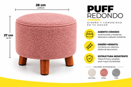 PUFF CIRCULAR C/ BASE MADERA
