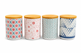 FRASCO C/DISEÑO C/TAPA BAMBU - CERAMICA