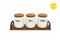 SET X3 FRASCOS CON TAPA Y BASE DE MADERA